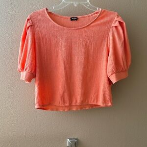 💥5/$15 EUC Orange Crepe Puff Sleeve Top